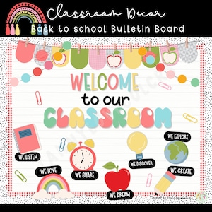 Back to School Bulletin Board, Bulletin Board Kit, First Day of School Classroom Decor, August Bulletin Board New School Year Bulletin Board