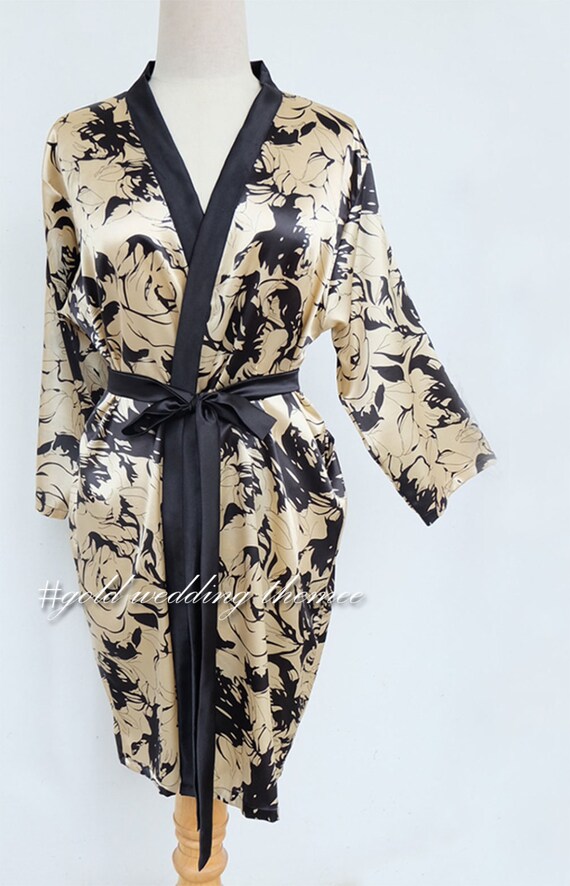 plus size black satin robe