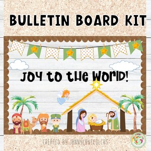 Christmas Teacher Bulletin Board | Nativity Scene | Classroom Decoration | Sunday School Bulletin Board Kit