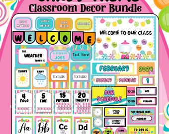 Candy Theme - Classroom Decor Bundle |  Back To School Classroom Decoration | Printable