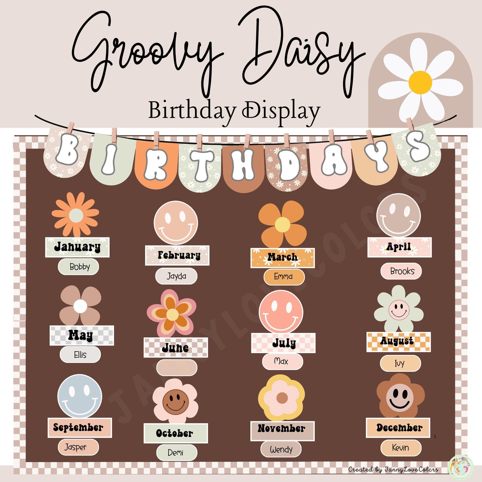 Daisy Classroom Decor Bundle: Groovy Retro Theme (printable, Editable ...