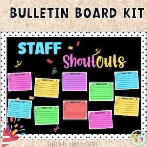 Kit de tableau d'affichage Shout Outs | Notes imprimables de cartes de professeur | Tableau d'affichage confettis