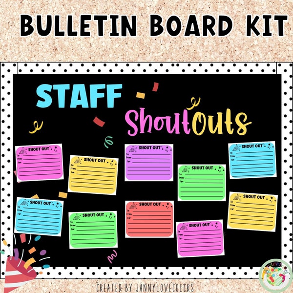 Shout Outs Bulletin Board Kit | Printable Notes From Teacher Cards | Confetti Bulletin Board
