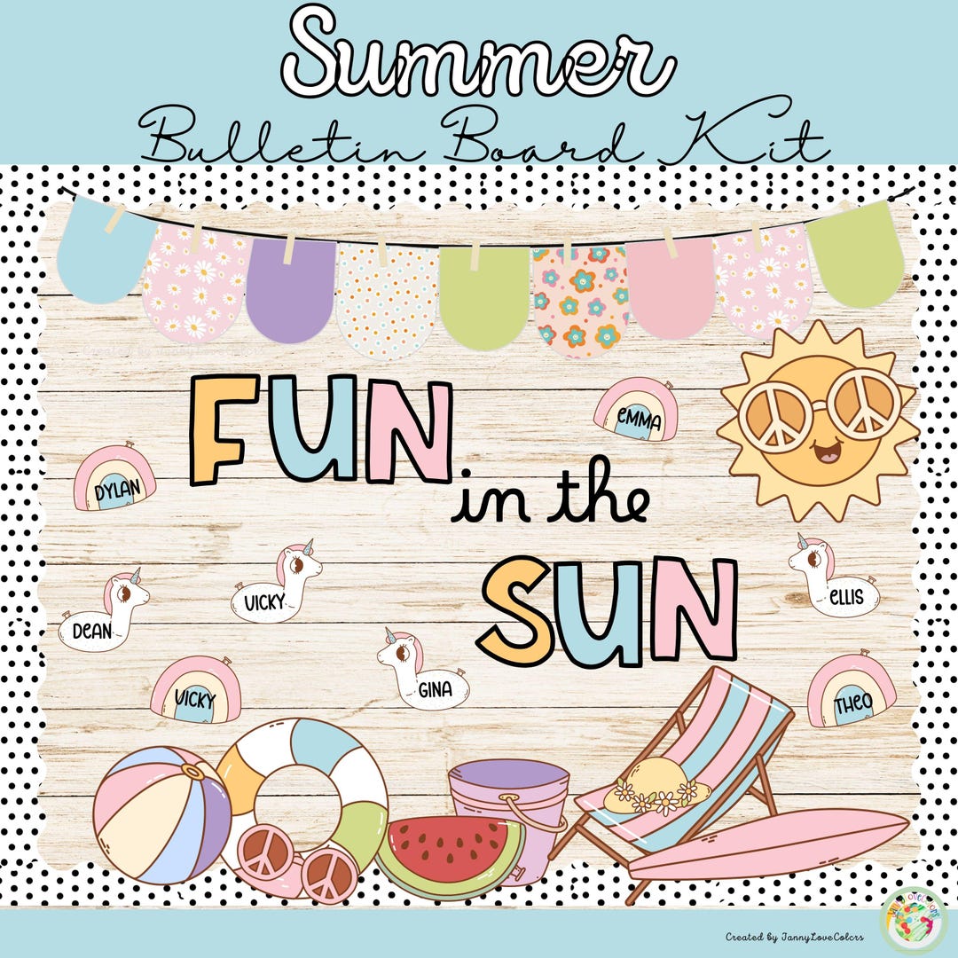 Summer Bulletin Board Kit: Fun in the Sun Classroom Decor (PDF) - Etsy