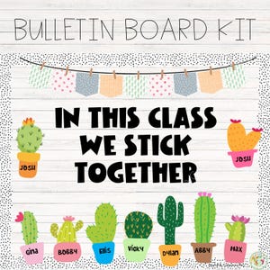 Cactus Bulletin Board Kit: Let's Grow Together Classroom Decor (digital ...