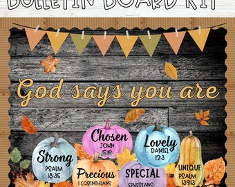 Fall Bulletin Board | Christian Bulletin Board Kit | god says you are | Christian Classroom Decor