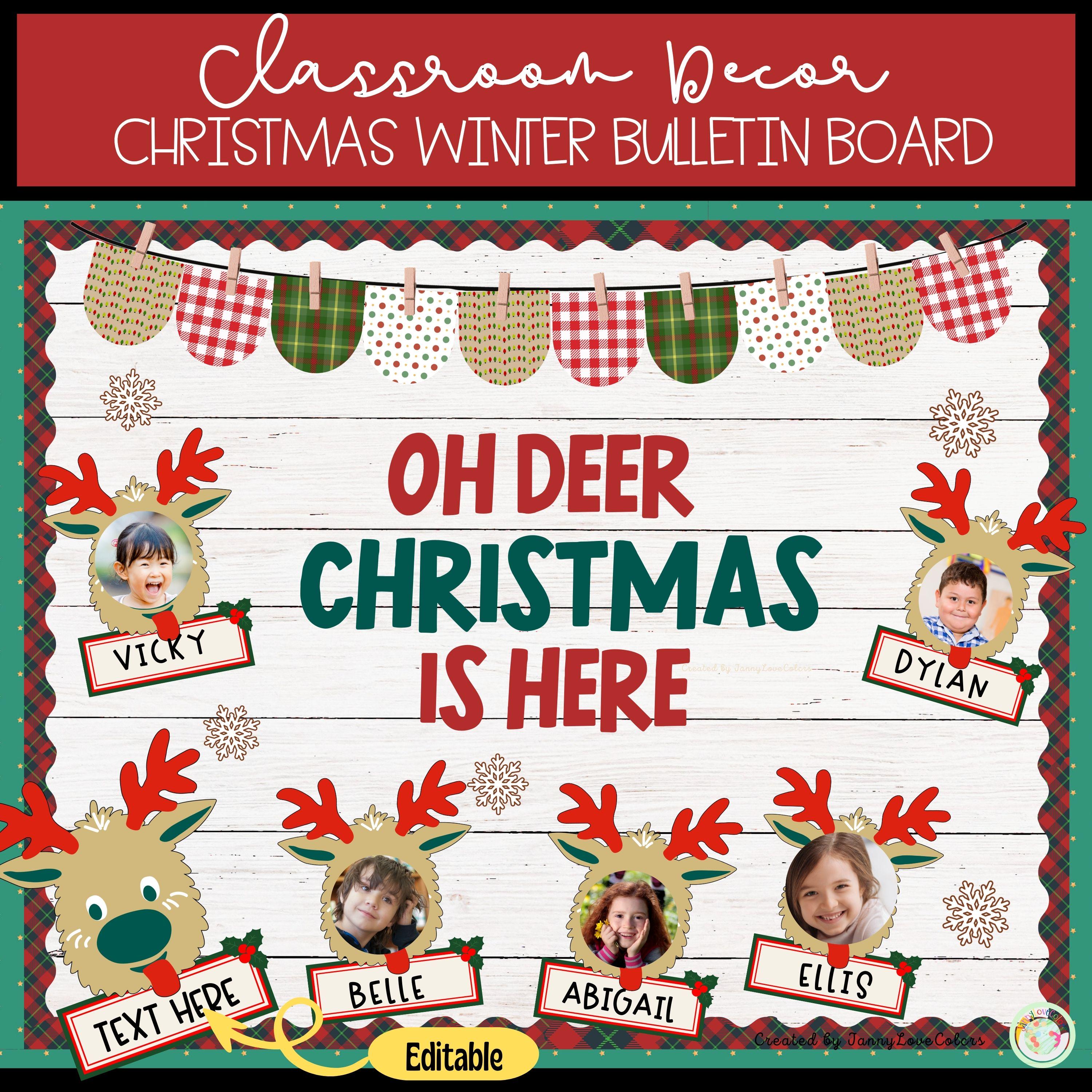 Reindeer Christmas Bulletin Board Kit: Classroom Winter Decor ...