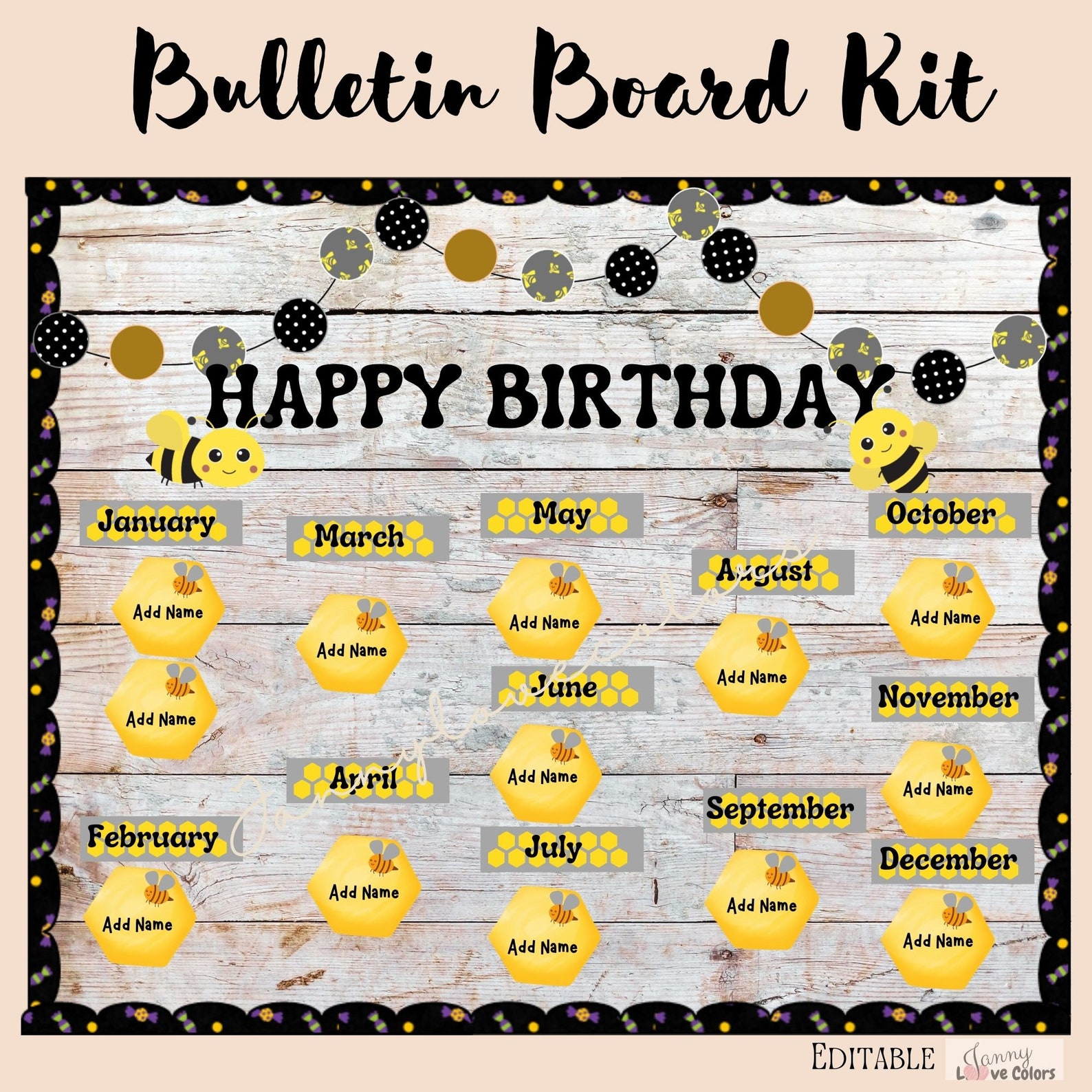 Bee Birthday Display Bulletin Board Bee Classroom Theme - Etsy