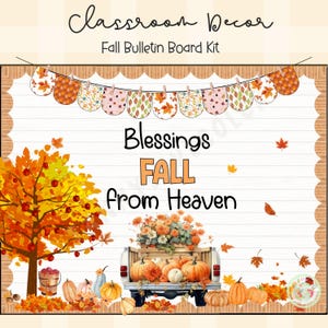 Christian Fall Bulletin Board Kit: Bible Verse Classroom Decor (PDF Download