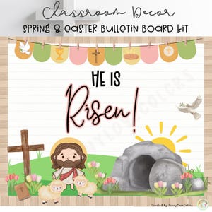 Easter Christian Bulletin Board | Spring Christian Bulletin Board | Classroom Door Decor | Religion