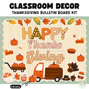 Bulletinboardkit Thanksgiving Turkije: klasdecor herfst (digitale download)