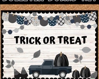 Kit de tablón de anuncios de camión de Halloween: Decoración para la puerta del aula (Descarga digital)