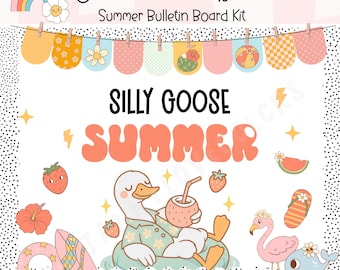 Zomerprikbordkit, retrothema, afdrukbaar, Silly Goodse prikbord of deurdisplay