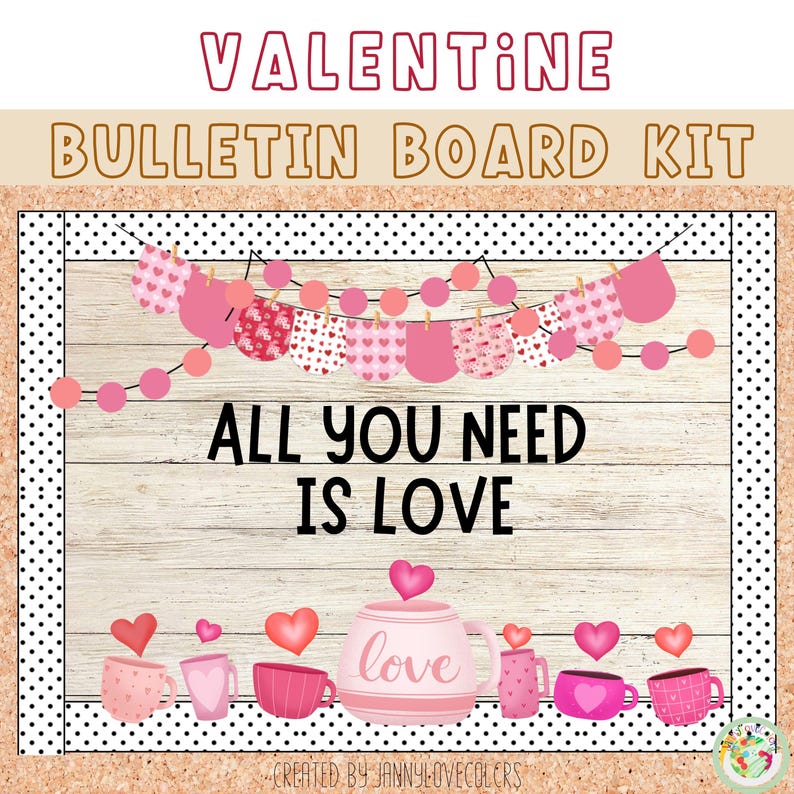 Valentine's Day Bulletin Board Kit: Classroom Decor (PDF) - Etsy