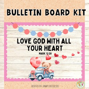 Valentines Day Bulletin Board | Christian Church | Bible Verse Bulletin Board Kit | Sunday School Bulletin Board - Bible - Teacher