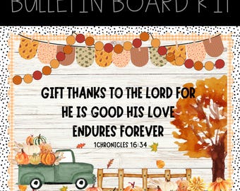 Fall Christian Bulletin Board Kit: Thanksgiving Decor (Digital Download)
