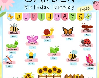 Birthday Display Garden Theme Classroom Decor Door Decor Editable