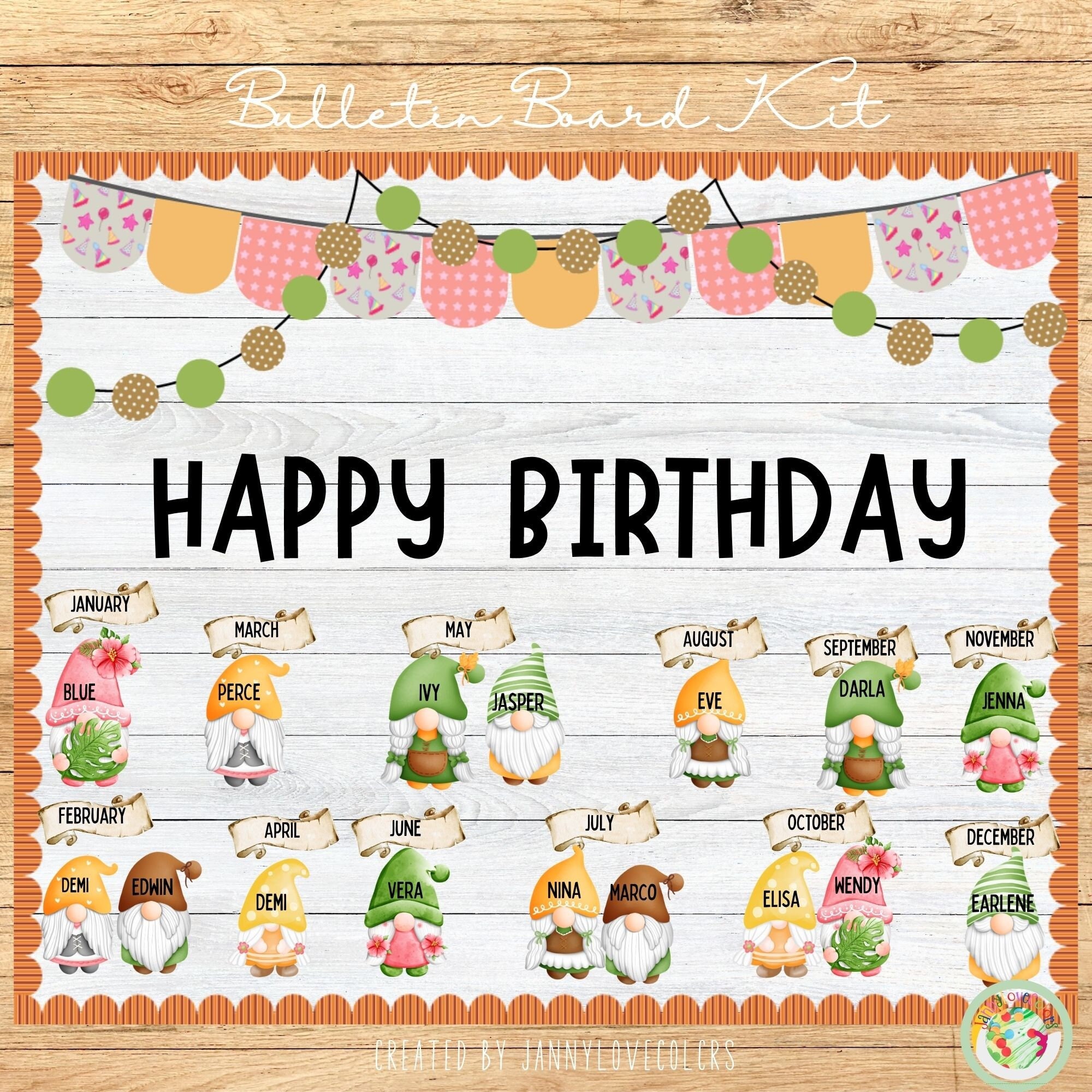 Birthday Display Bulletin Board Kit Gnomes Birthday Display Editable