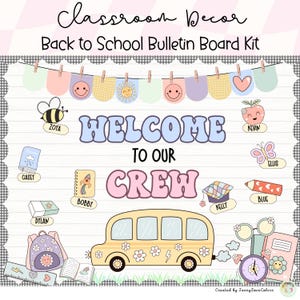 Retro Back to School Bulletin Board | August Bulletin Board Kit | Door Decor | Classroom Posters, Door Decor