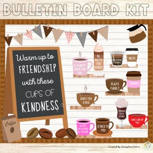 Friendship Bulletin Board Kit | Cups of Kindness | Friendship Classroom Decor | Door Decor Printable