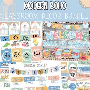Modern Boho Classroom Decor Bundle | Pastel Classroom Decor | Calming Colors | Classroom Themes