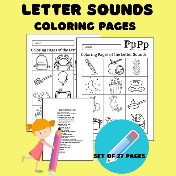 Letter Sound Coloring Pages Printable Alphabet From A to Z - Etsy