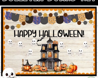 Halloween, Spooky House, Bulletin Board Kit, October, Classroom Decor, Editable