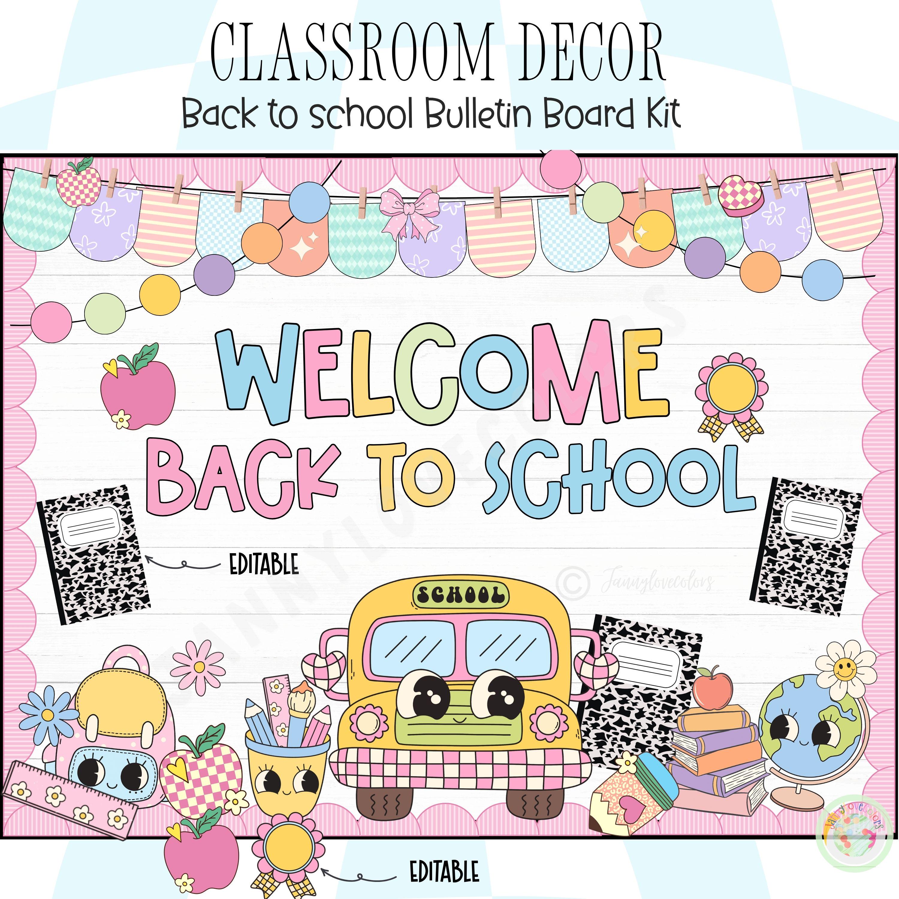 Back to School Bulletin Board Kit | Pastel Classroom Decor (editable ...