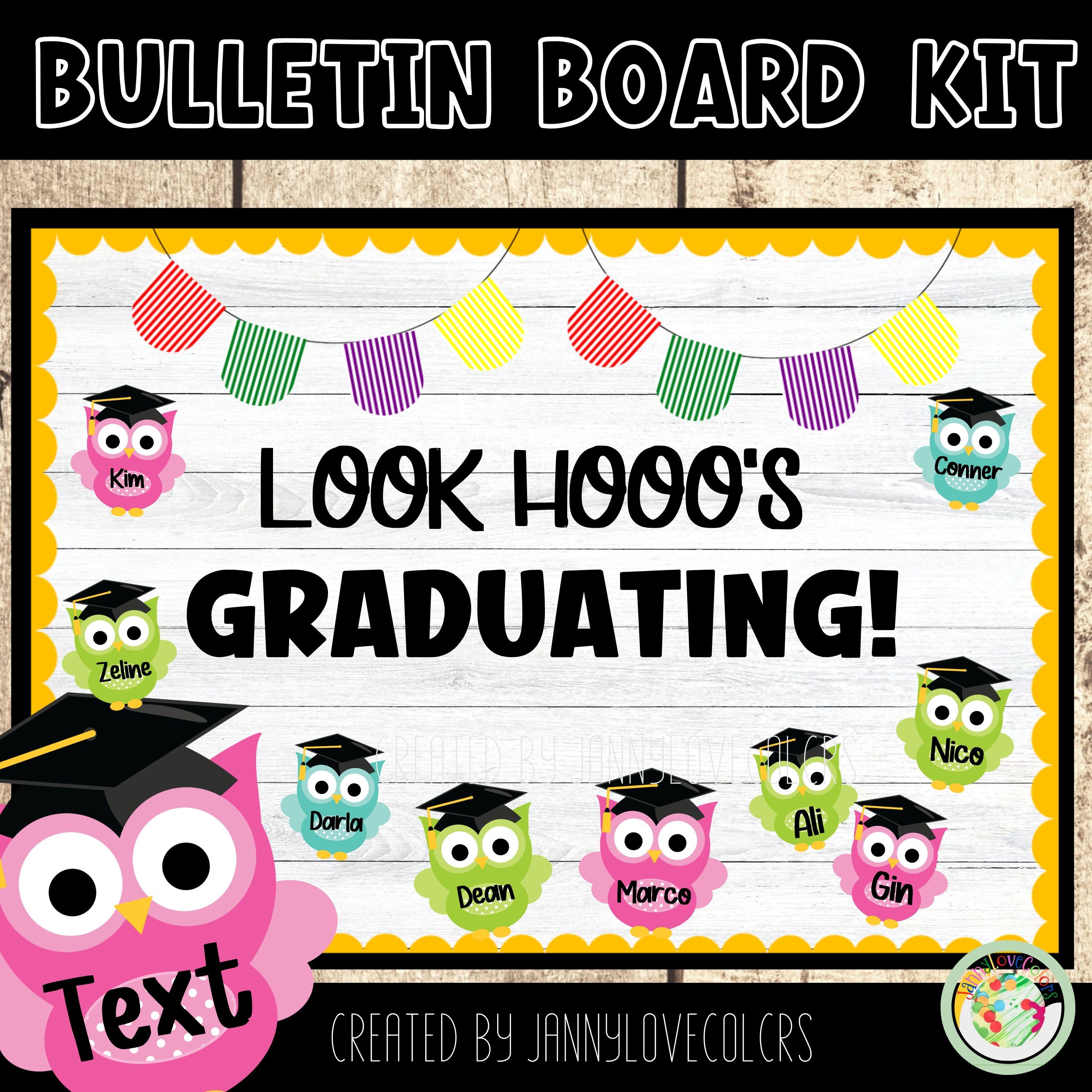 Graduation Bulletin Board Kit: Editable Owls, End of Year Decor ...