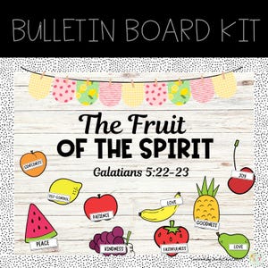 Fruit of the Spirit Bulletin Board Kit, Christian Bulletin Board Decor Set, Bible Verse for Kids Classroom Decor Printable