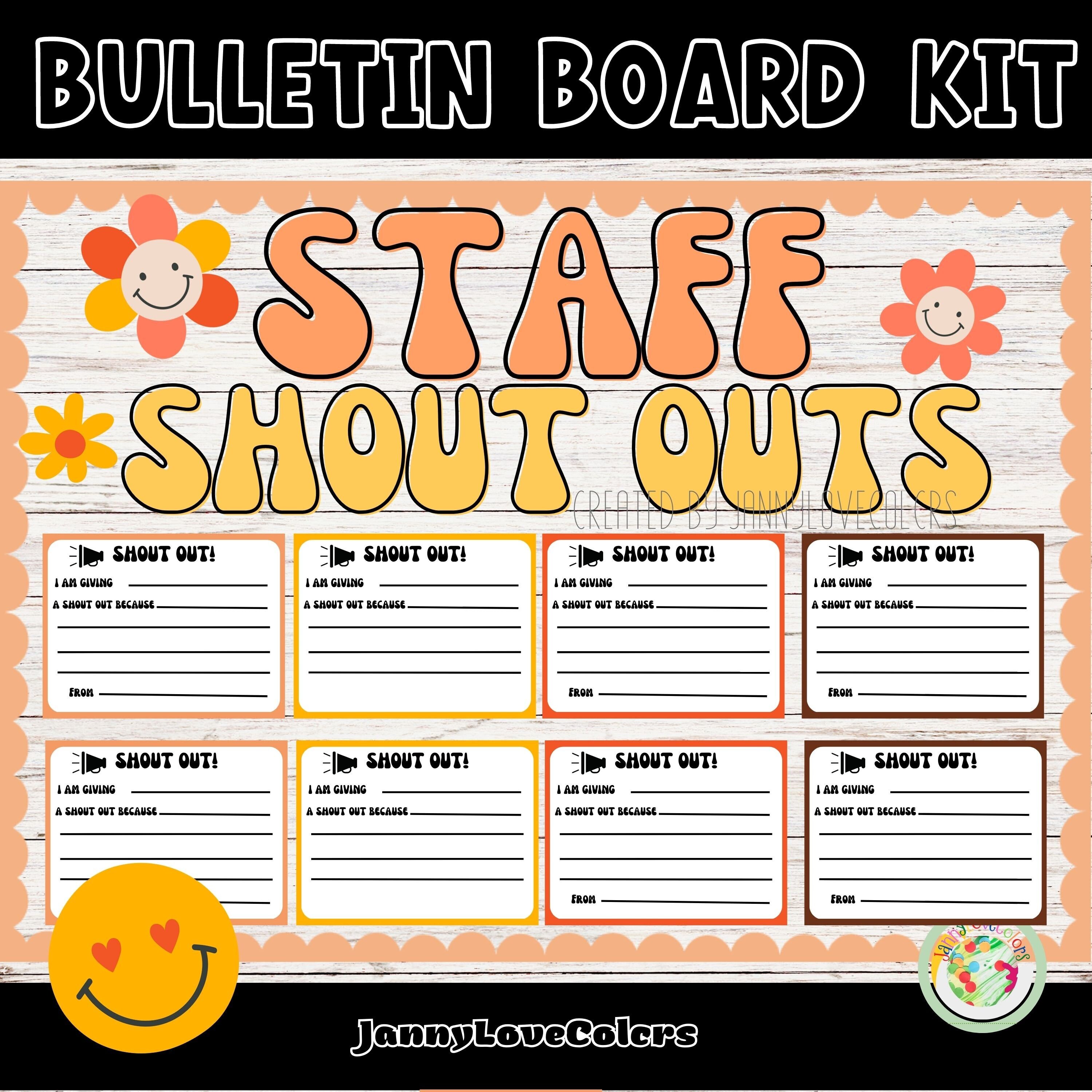 Staff Shout Outs Bulletin Board Letters Shout Out Cards Groovy 