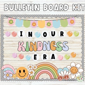 Bulletinboardkit Kindness Era: retro groovy klasdecor (afdrukbare pdf)