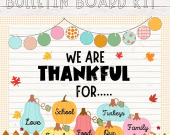 Thanksgiving Bulletin Board Kit: Plaid Pumpkin Decor (Digital Download)