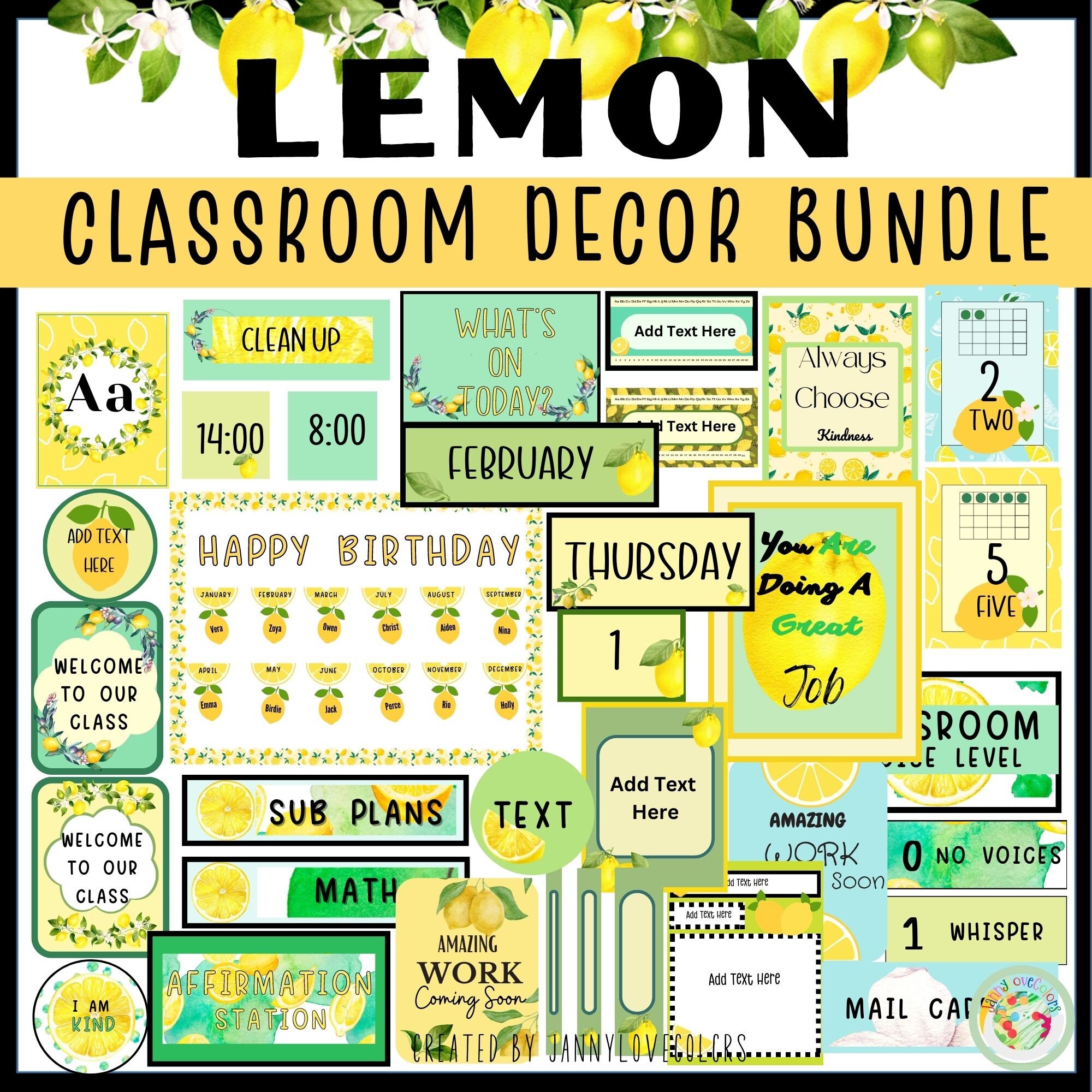 Lemon Classroom Decor Bundle Classroom Decor Door Decor Etsy