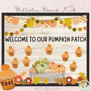Fall Bulletin Board or Door Decor Kit, Pumpkins Bulletin Board kit, Editable