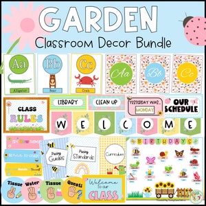 Garden Theme Classroom Decor Bundle: Editable Modern Decorations (Digital Download)