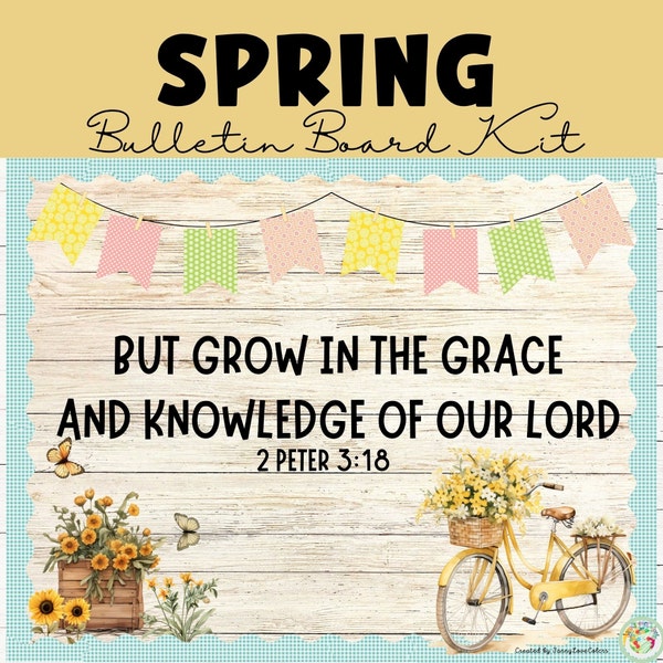 Spring Bulletin Board Kit, Christian Bible Verse Bulletin Board, Printable