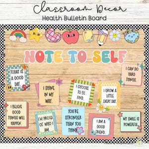 Note to Self Bulletin Board Display | Door Decor Kit | Mental Health Classroom | Motivational Quotes Bulletin Board