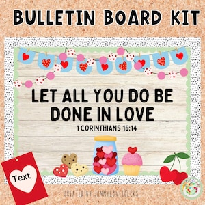 Valentine&#39;s Day Bulletin Board, Bible Verse Christian Church, Classroom Decor, Printable, february bulletin board , Editable