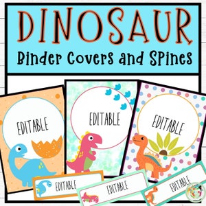 Editable Binder Covers and Spines Dinosaur Classroom Decor