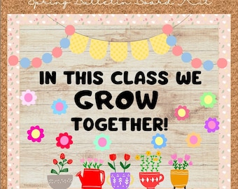 Kit per bacheca per l'aula primaverile: decorazioni floreali modificabili (download digitale)