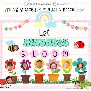 Spring Bulletin Board Kit or Door Decor Kindness Flower Classroom Decor Printable  Editable