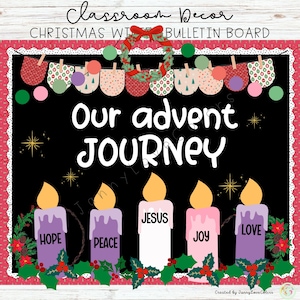 Ensemble de babillards de l'Avent Bulletin de Noël Décoration de salle de classe Jésus modifiable