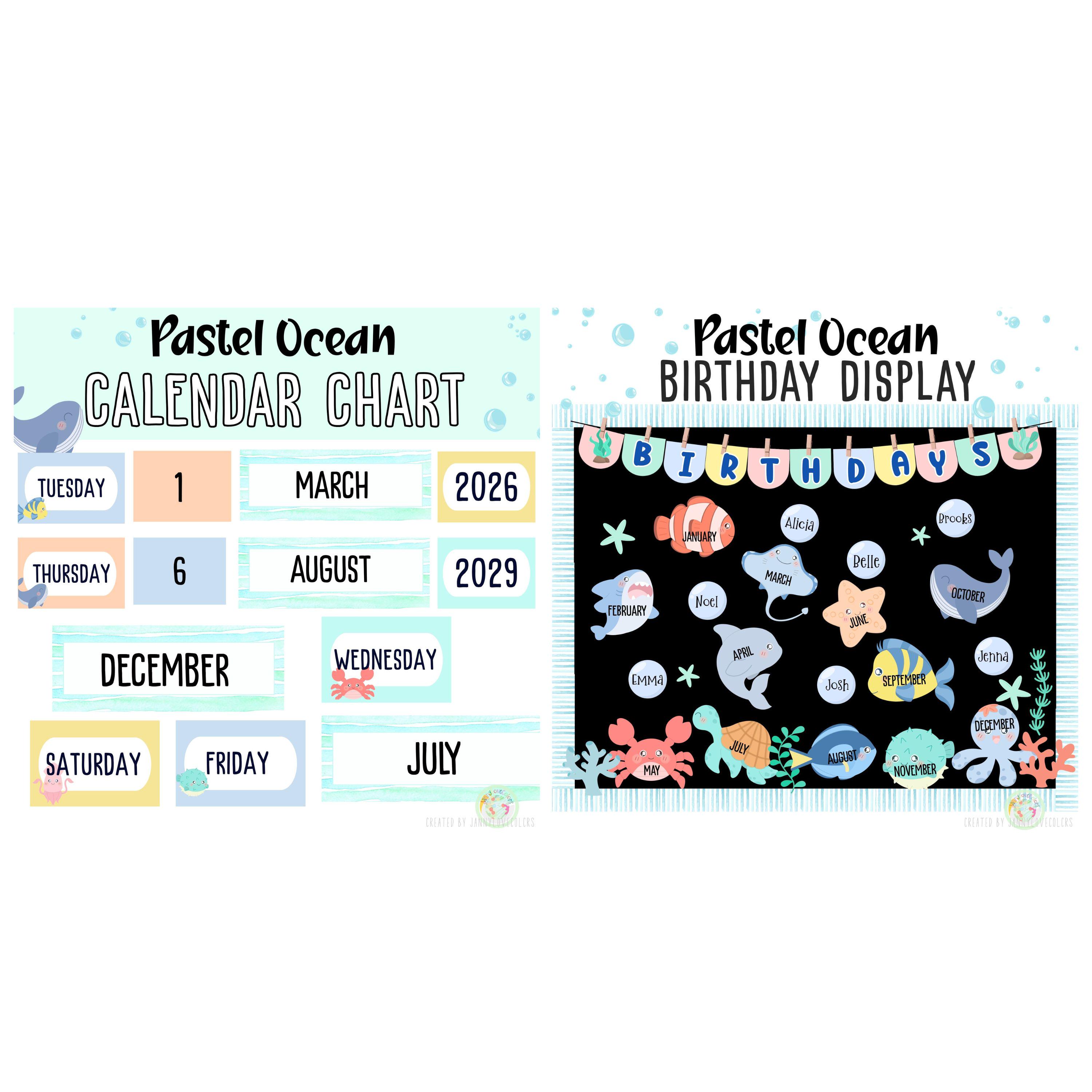 Pastel Ocean Classroom Decor Bundle Under the Sea Theme Printable ...