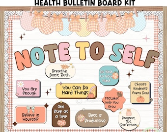 Note to Self Mental Health Bulletin Board Kit | Growth Mindset Affirmations | SEL Classroom Decor