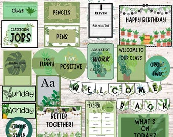 Boho Plant Classroom Decor Bundle: Editable Posters, Labels (Digital Download)