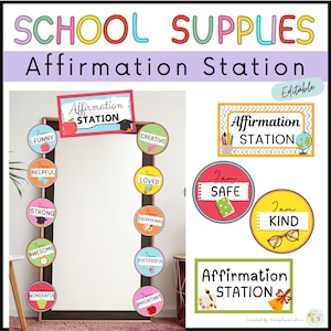 School Suplies  Positive Mirror Affirmations Station Classroom Decor
