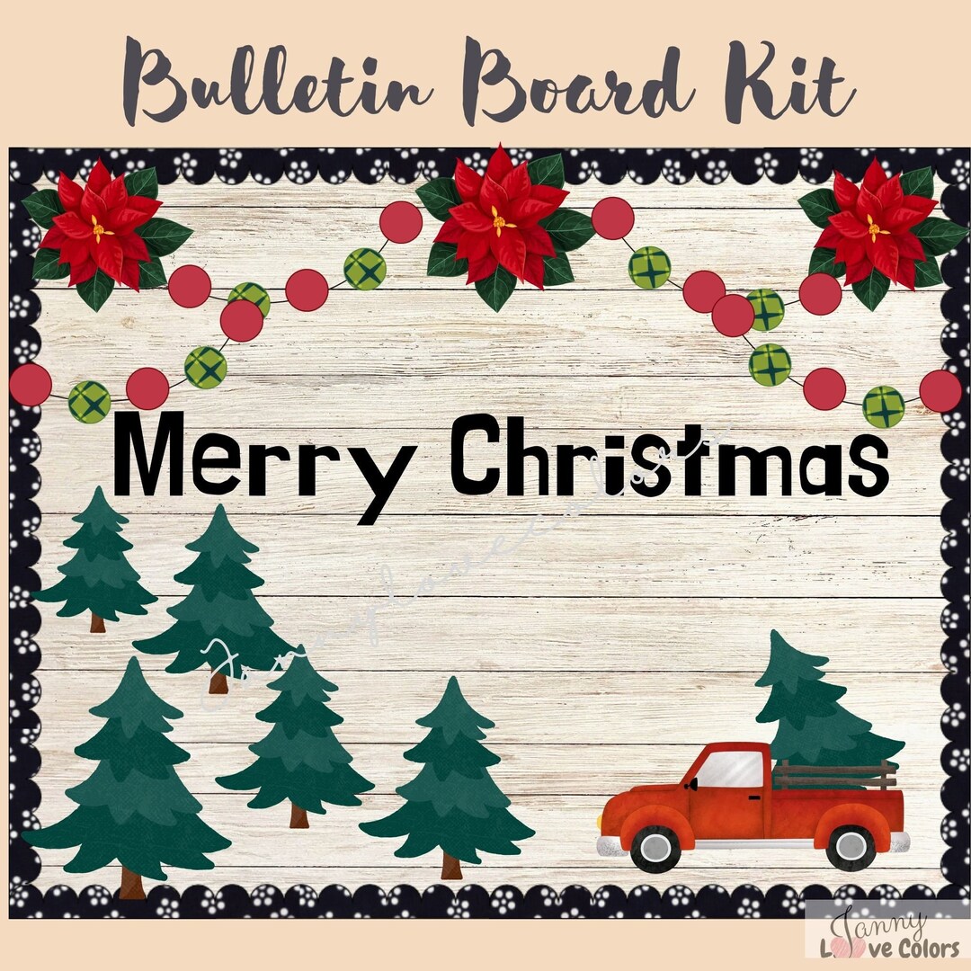 Christmas Bulletin Board Kit or Door Decor December Board Kit - Etsy