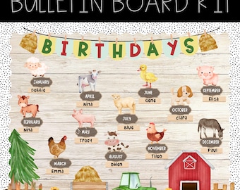 Farm theme birthday Bulletin Board, Editable Farm Birthday Display Board, Classroom Decor