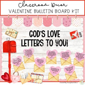 Tablero de anuncios de San Valentín / Tablero de anuncios cristiano / Tablero de exhibición del amor de Dios / Kit de exhibición de Jesús / Kit de tablero de anuncios de las Escrituras bíblicas